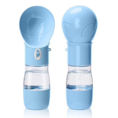 Dog Water Bottle with Food Container, Portable Dogs Water Dispenser, Outdoor Drink Bottles for Puppy, Cat, Pet, Essential Items for Travel, Walking, Hiking, Dog Accessories (Blue, with Food Container)