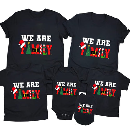 Merry and Bright Shirt Christmas T-Shirts for Family Couple Outfit Tee Parent-Child Short Sleeves Christmas Top