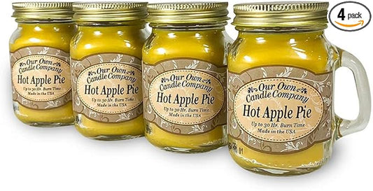 Hot Apple Pie Scented Mini Mason Jar Candle by Our Own Candle Company, 3.5 Ounce (4 Pack)