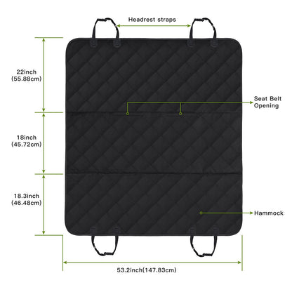 Dog Car Seat Cover, SHINE HAI Waterproof & Scratch Proof & Nonslip Back Seat Cover, Dog Travel Hammock with Seat Anchors, Machine Washable, Durable, Universal fits All Cars, Pet Cover(Black)