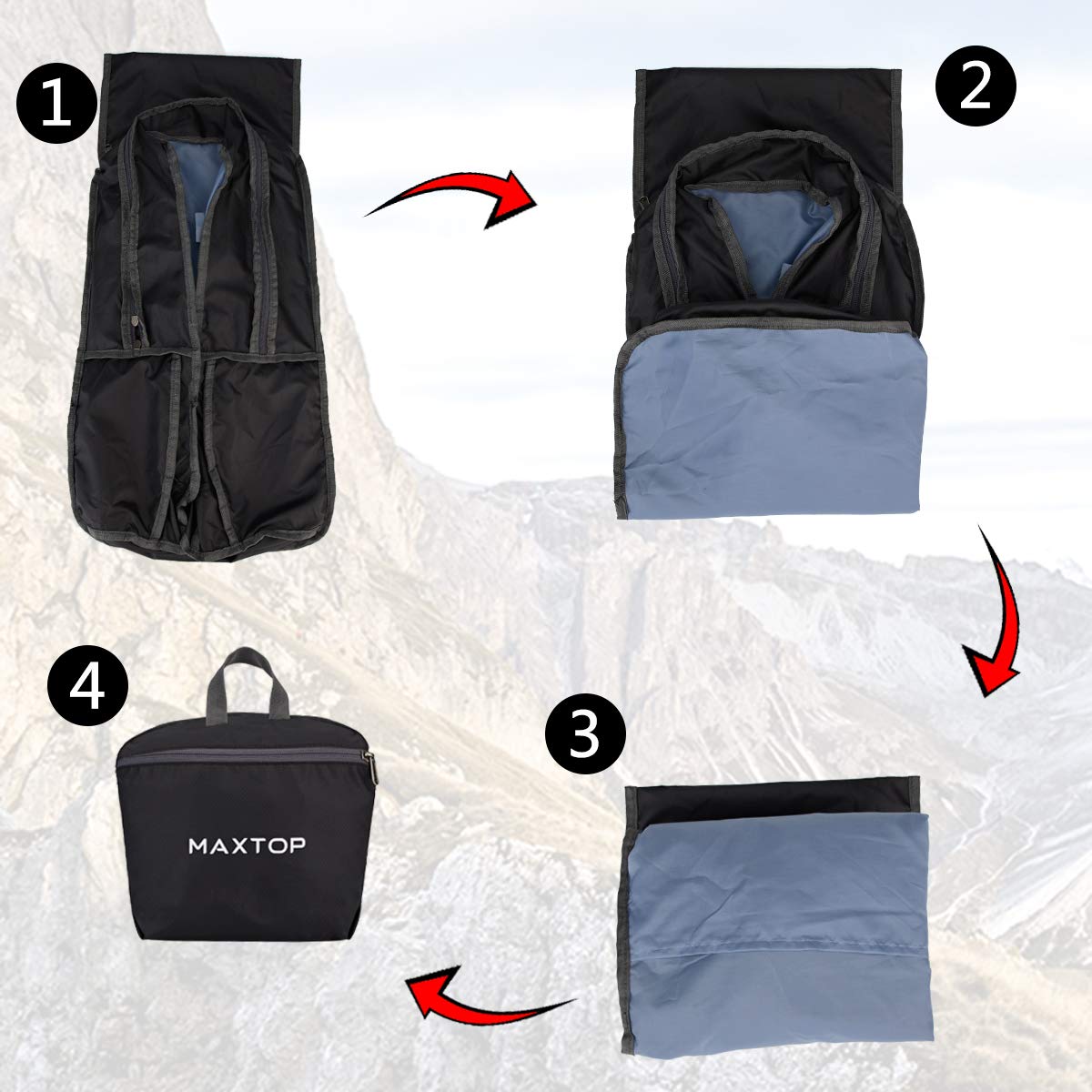 MAXTOP 40L Ultra Lightweight Packable Backpack Foldable Rucksack Water Resistent For Men Women Kids Outdoor Camping Hiking Travel Daypack Handy Durable