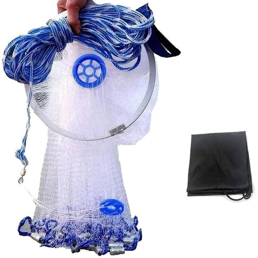 Cast Fishing Net with Aluminum Frame, 0.8 inch Mesh, 7.8-13.8 ft Diameter