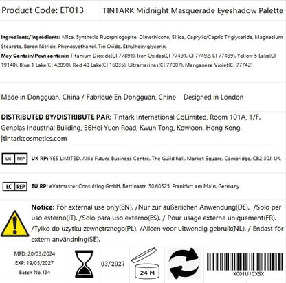 Tintark Black Smokey Eyeshadow Makeup Palette, Dark Smoky Eye Shadow Palettes for Halloween Goth Make up Glitter Shimmer Matte Pallets, Midnight Masquerade 21 Colors Brown Neutral Naked, Talc Free