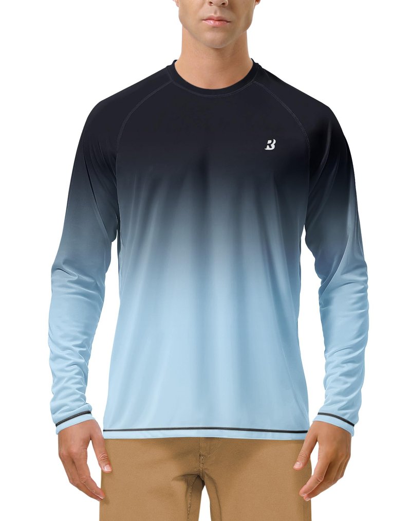 Roadbox Mens UPF 50+ Long Sleeve SPF Diving Rash Guard UV Sun Protection Shirts for Outdoor Fishing Hiking Swimming Running