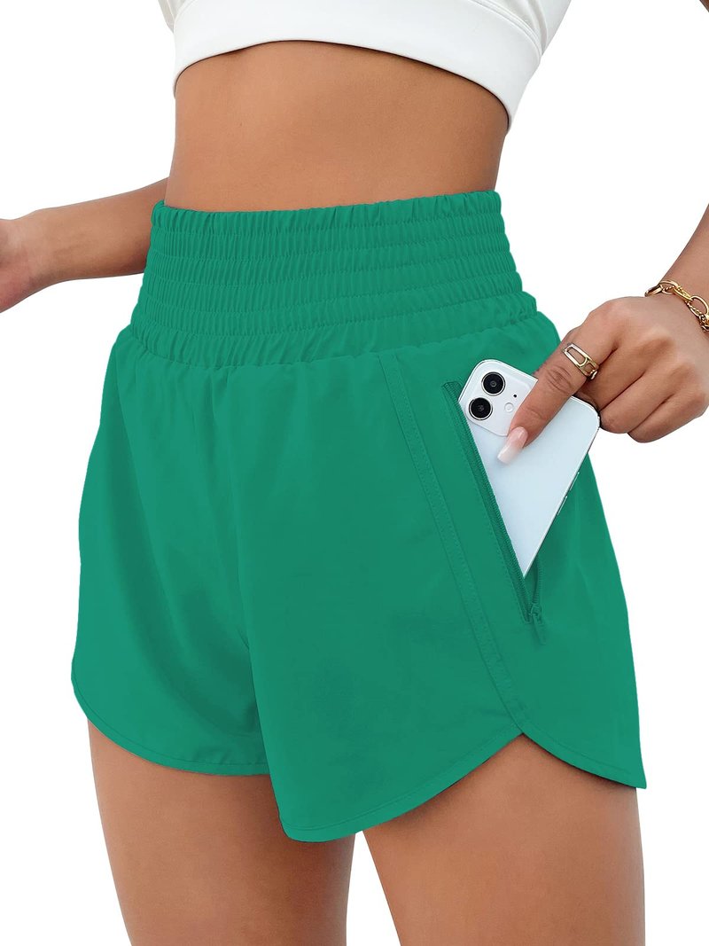 BMJL Women's Athletic Shorts High Waisted Running Short Pocket 2.5" Sporty Shorts Gym Elastic Workout Shorts(XL,Green09)