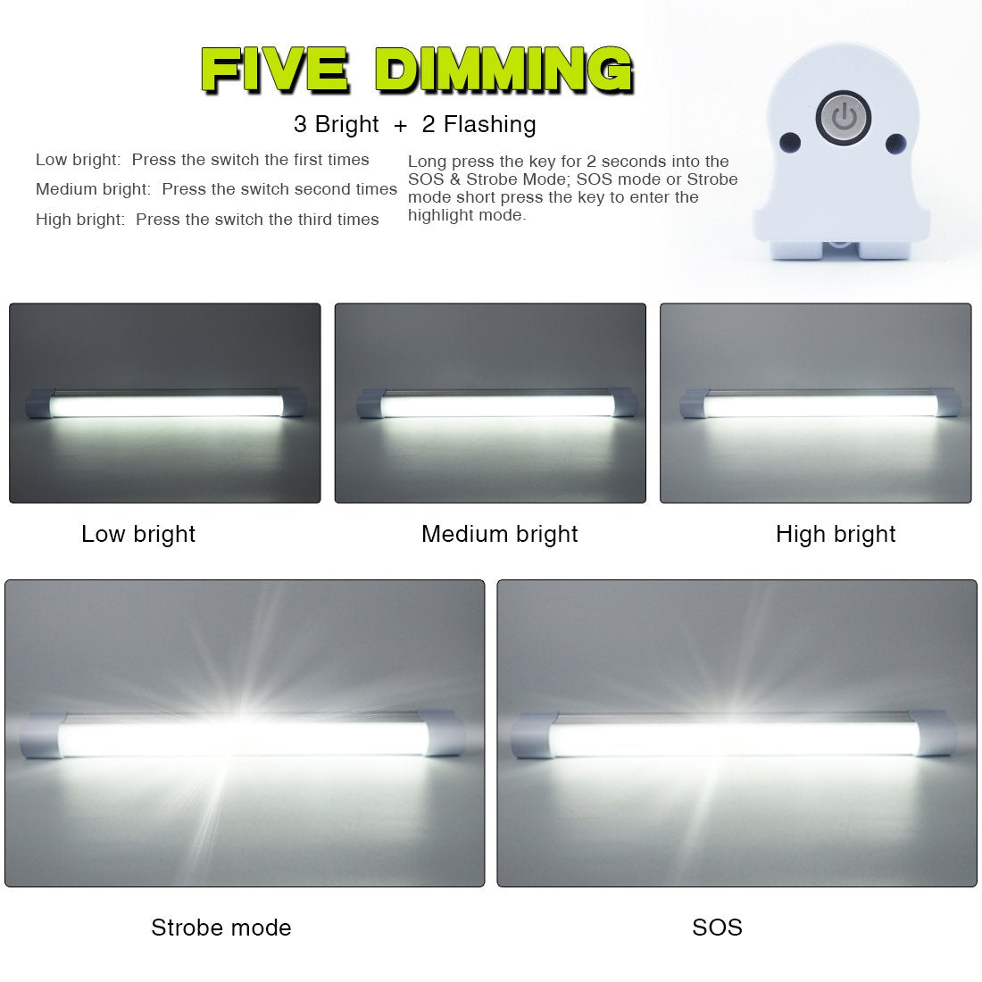 Camping Lights, LETOUR LED Tube Magnetic Work Light Bar 120W 1200Lumens 5 Dimmable Levels Camping Lantern USB Rechargeable Magnetic Lights Endurance for 80Hours (LT-LTK120 120Watts)