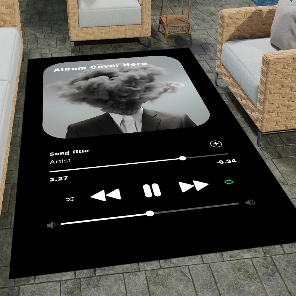Personalized Album Cover Rug, Area Rug for Bedroom Living Room with Your Favorite Album or Song, Non-Slip Floor Mat Carpet Home Decor Rugs, Nice Gift for Music Lovers (Custom Album Cover Rug)
