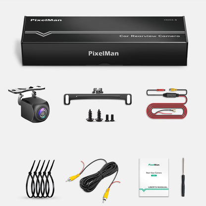 HD Backup Camera,Metal Housing 170 Degree Wide View Angle License Plate Rear View Camera for Car,Clear Night Vision IP69 Waterproof Rearview Universal Reverse Cam Kit for Vehicle SUV RV Pickup