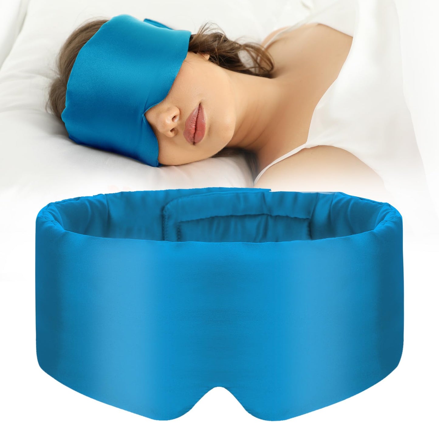 100% Mulberry Silk Sleep Mask Eye Mask for Women Man with Adjustable Band, for Side Sleeper Blackout Sleep Mask for Travel Rest and Office Large Size (Taupe)