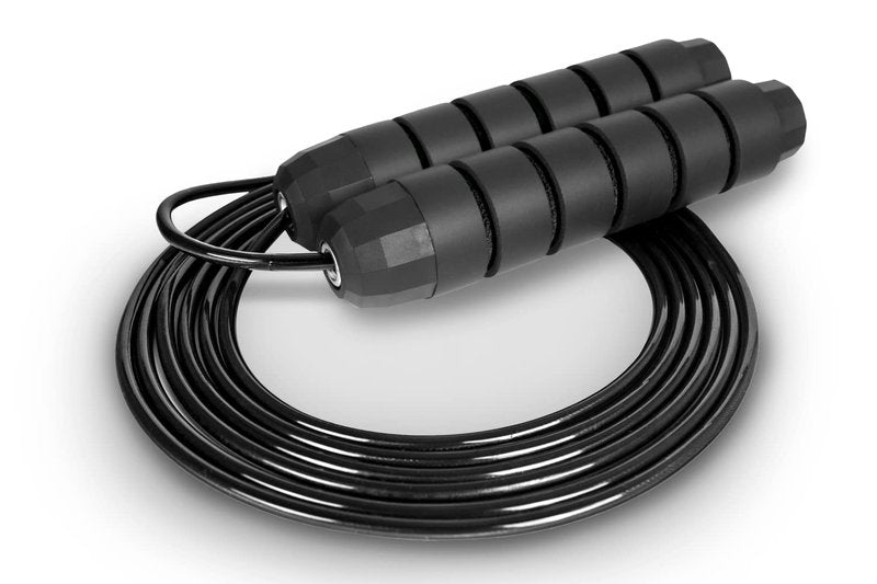 ProsourceFit Speed Jump Rope up to 8 Foot Adjustable Length for Men and Women, Foam Handles, Ultra Light Rope for Boxing, Jumping Exercises and Cardio Workout, Black