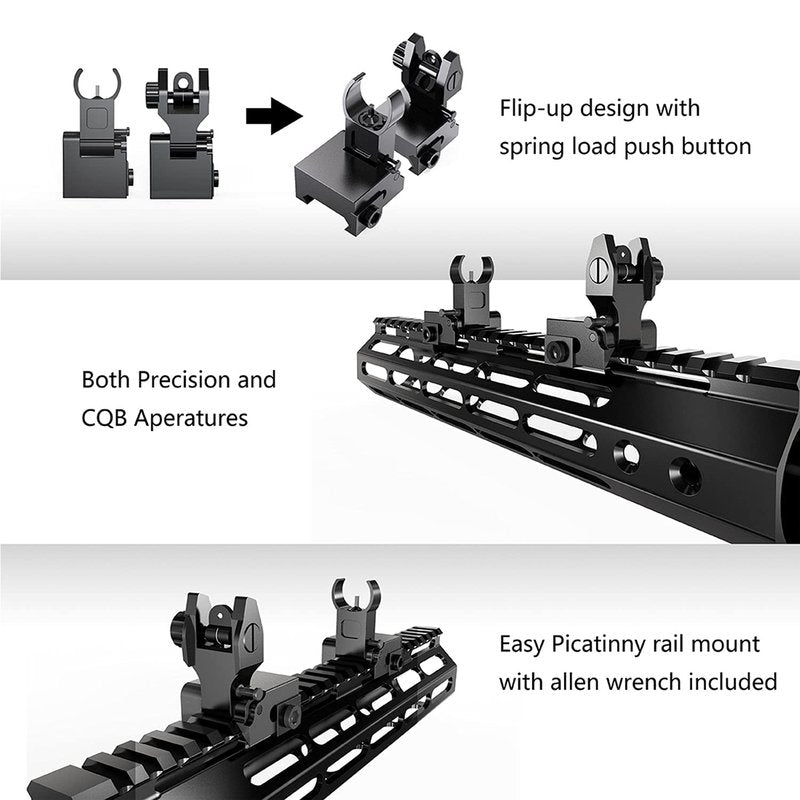 Marmot Flip Up Sight Full Metal Iron Sight & Fiber Flip Up Sights CQB & Precise Mode Gun Sights Rifle Sights