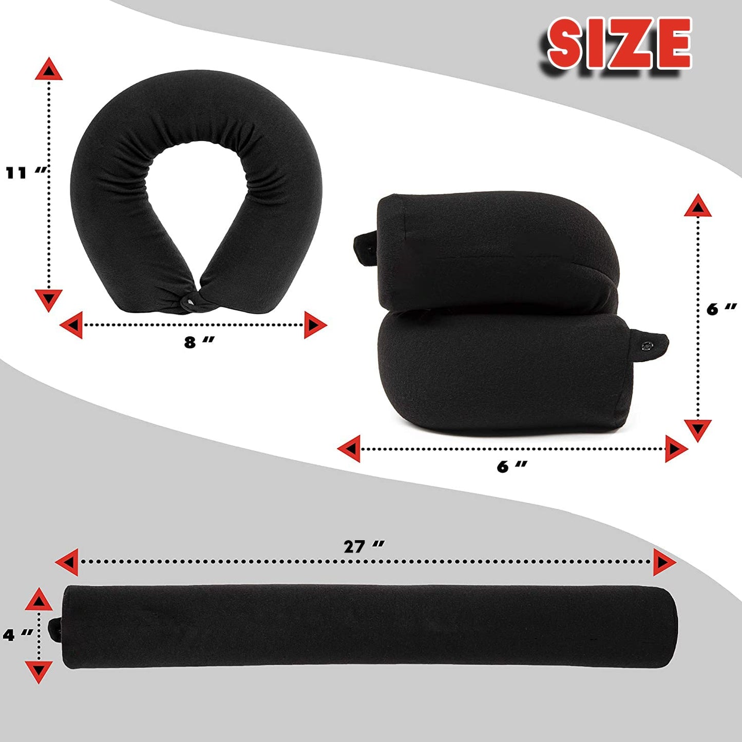 EPROICKS Travel Pillow Twist memory Foam Neck Pillow for Travel, Airplane, Buses, Trains at Home, Chin, Lumbar Leg Support, Bendable Roll Pillow (gray)