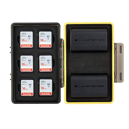 JJC SD Card Holder Case for 6 SD SDHC SDXC Memory Cards with 2 Slots for Canon LP-E6 LP-E6N on 5D Mark IV III II 5Ds 5DsR 6D 6D Mark II 7D 7D mark III II 80D 70D 60D