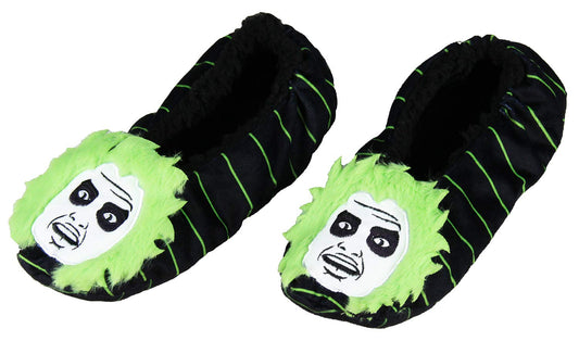 Beetlejuice Slippers 3D Hair Embroidered Character Slipper Socks with No-Slip Sole For Women Men (Medium)