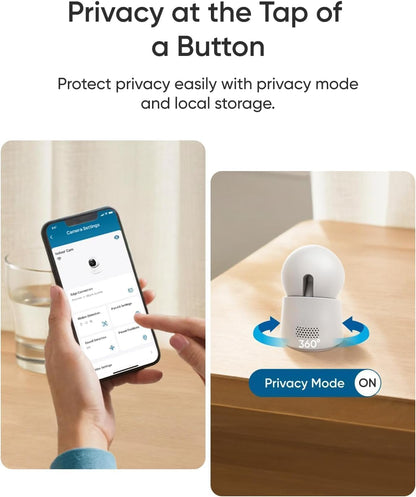 eufy Indoor Cam E30 2-Cam Kit, Latest Generation, 4K UHD Security Camera, Pet/Dog/Baby Camera with Phone app, Color Night Vision, Human/Pet Auto Tracking, 360 Pan-Tilt, Works with Homekit