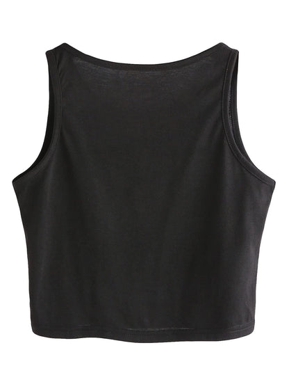 Remidoo Women's Casual Sleeveless Sun and Moon Print Shirt Graphic Crop Top Workout Tank Black Sun Large
