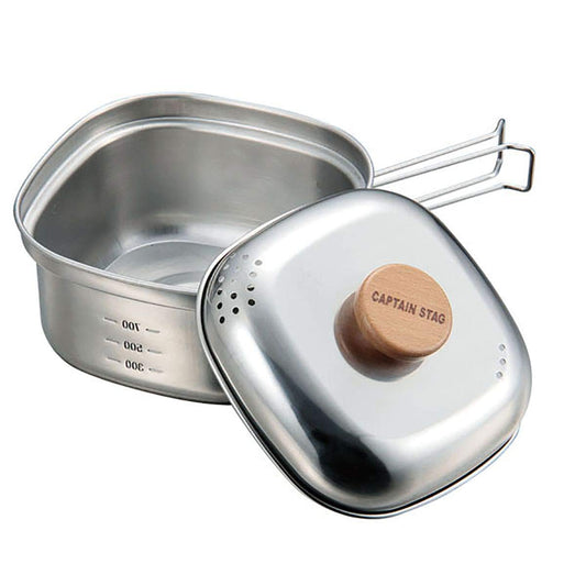 Captain Stag UH-4202 Stainless Steel Square Ramen Cooker, 0.3 gal (1.3 L), Made in Japan, Made in Japan