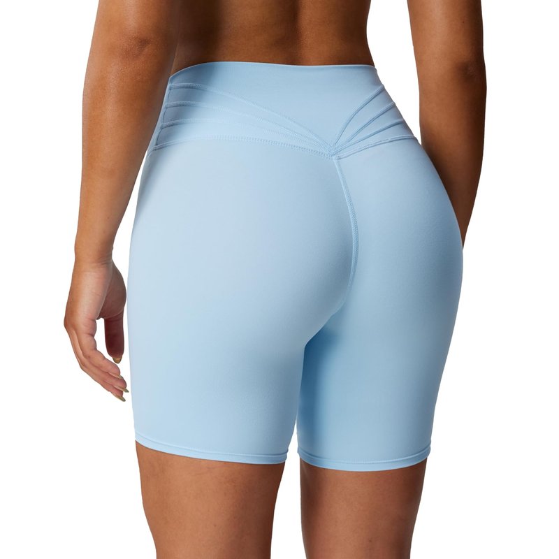 Aoxjox Trinity Workout Biker Shorts for Women Tummy Control High Waisted Exercise Athletic Gym Running Yoga Short 6" (Airy Blue, Medium)