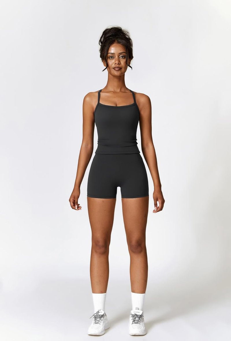 Two Piece Workout Sets for Women - Tank Top & High Waist Booty Lifting Shorts | Gym Yoga Activewear