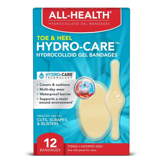 All Health Hydrocolloid Gel Bandages, Assorted Sizes, 12 ct | First Aid for Blisters or Wound Care