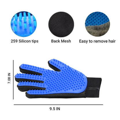 Generic Pet Grooming Glove, Blue - Perfect for Dog, Cat, Rabbit with fur (short and long), Multi-role Bathing, Massaging, Grooming, Shedding, Brush Glove