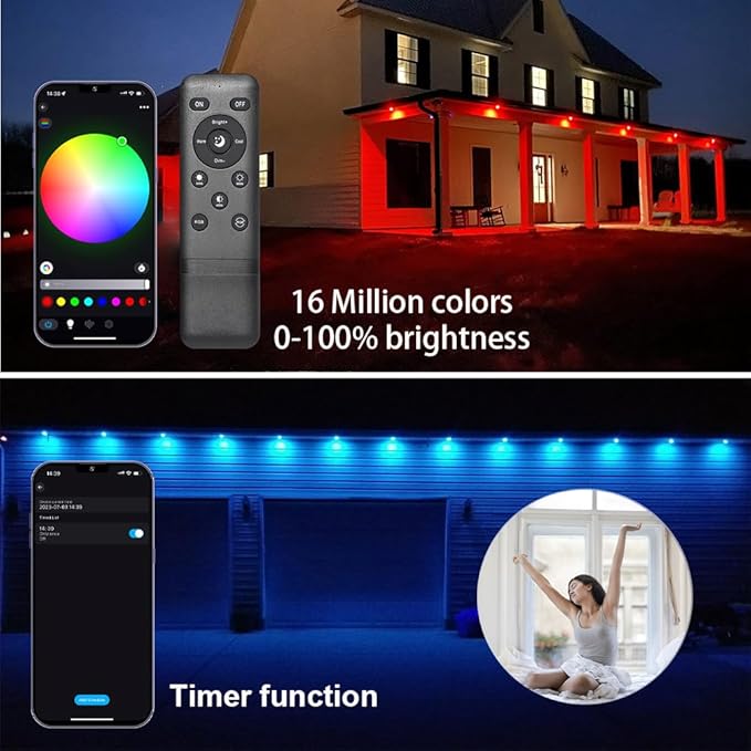 Outdoor Recessed Deck Lights, 20 Pack 1.77" Smart RGB Deck Step Lights, IP67 Waterproof Low Voltage In Ground Landscape Lighting for Patio, Path, Stairs, Pool, Soffit, Work with Alexa, Google Home