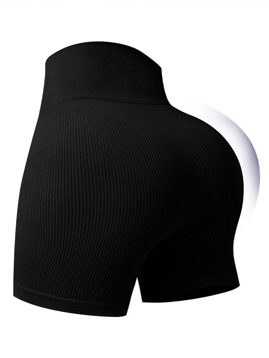 Zorwea Women's Ribbed Seamless Biker Shorts, High Waist Yoga Shorts, Tummy Control Athletic Workout Shorts for Gym Fitness Black