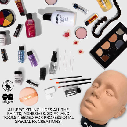 Mehron Makeup Special FX All-Pro Makeup Kit with Practice Head | Complete Professional Stage Kit Includes Practice Head | Special Effects for Theatre, Halloween, & Cosplay