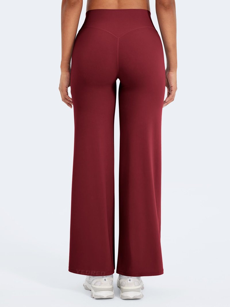 YEOREO Workout Leggings Womens No Front Seam Straight Leggings 29" High Waist Buttery Eddiy Gym Yoga Pants Ancora Red M