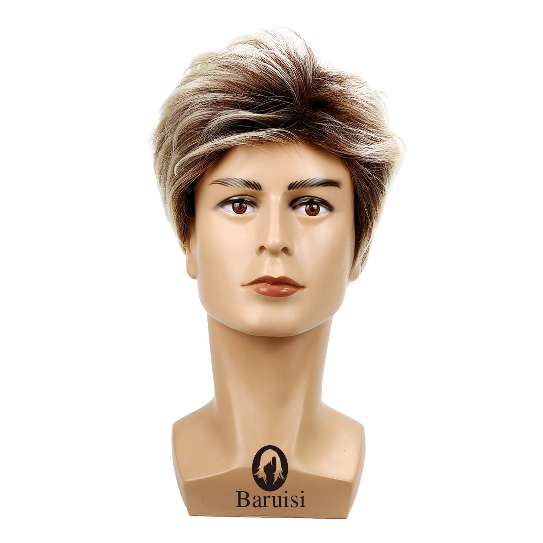 Baruisi 80s Mens Wig Blonde Short Wig Synthetic Cosplay Costume Halloween Wig for Fancy Dress