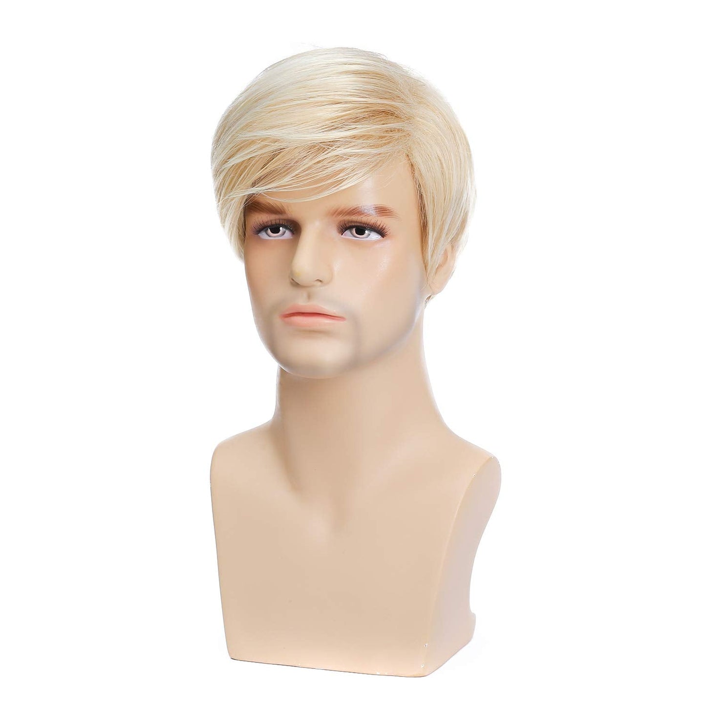 Kaneles Mens Blonde Wig Short Wig Natural Hair Replacement Synthetic Costume Halloween Hair Wigs (Light Blonde)