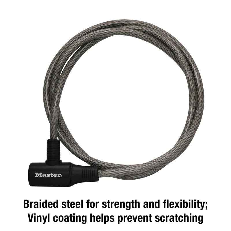 Master Lock Bike Cable Lock, Keyed Bike Lock, 6 ft. Long, 8154DPF