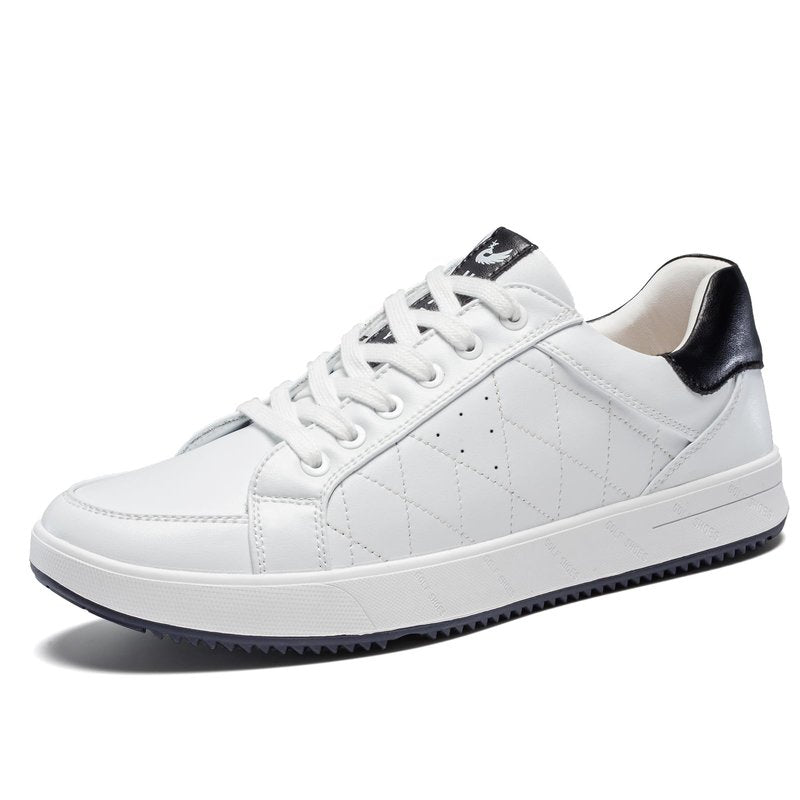 U.Ofeiy Men's Fashion Sneakers Slip On Shoes Leather Low Top Lightweight Comfort Lace Up Walking Shoes for Male White 11.5