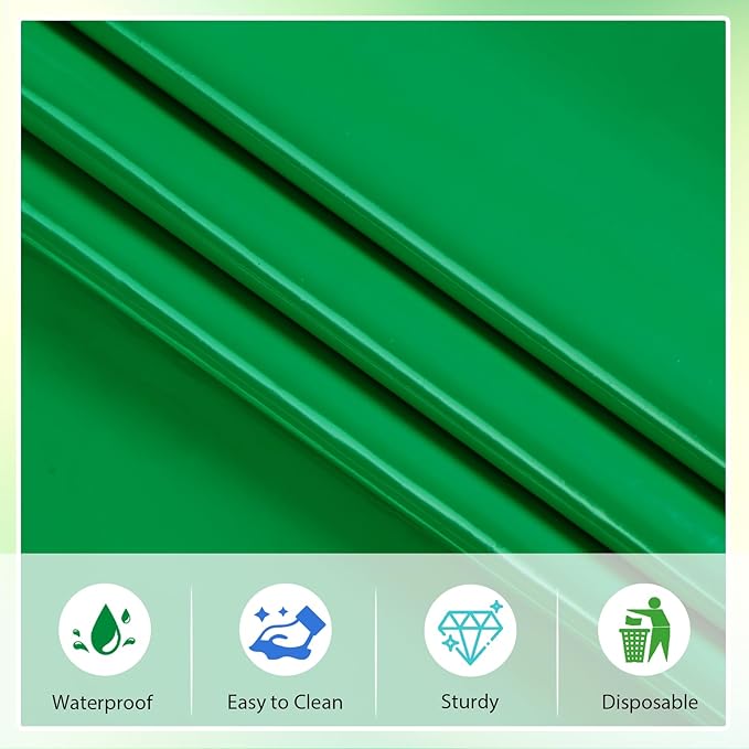 6 Packs Green Plastic Tablecloth for Rectangle Tables 54 x 108 Inch Disposable Waterproof Table Cloth for Outdoor Picnic Table Cover for Birthday Theme Parties Christmas Festival Decoration