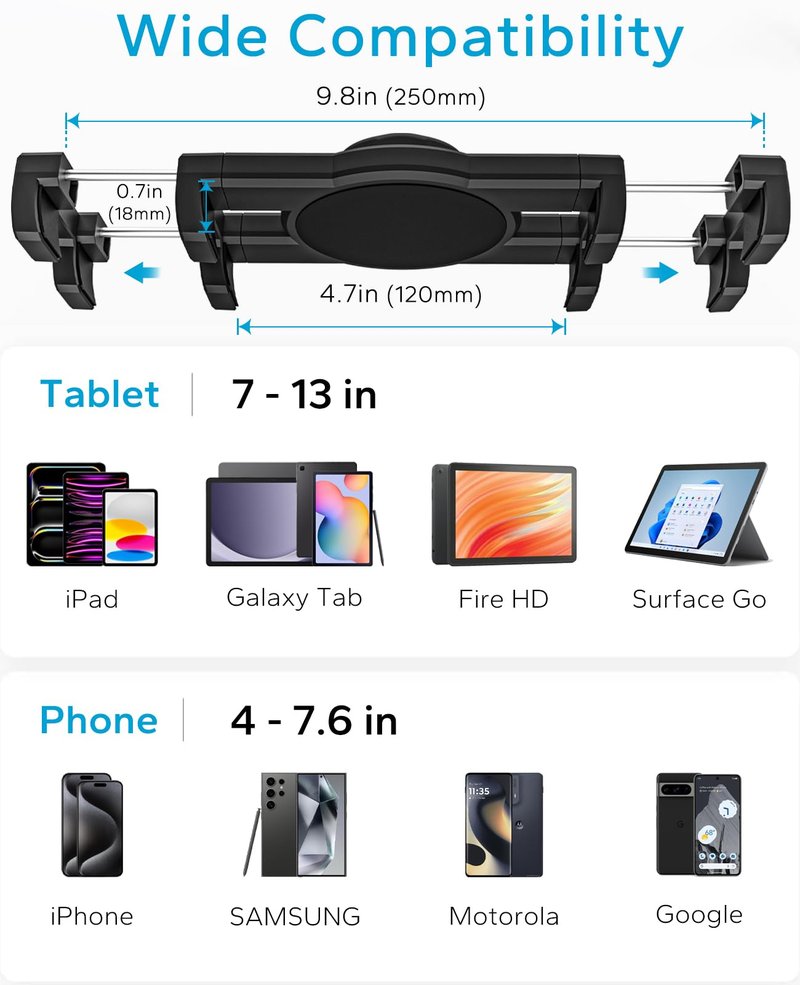GDZN Golf Cart Tablet Holder, 360° Rotatable Metal Square Pole Clamp for EZGO/Club Car/Yamaha/Icon, Heavy Duty Anti-Shake Mount Fits iPad Pro Air Mini, Galaxy Tab, Z Fold, Fire HD 4-13'' Devices