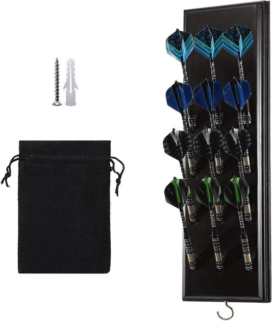 FDLS Wall Mounted Darts Holder, Displays 12 Steel/Soft Tip Darts with Bag