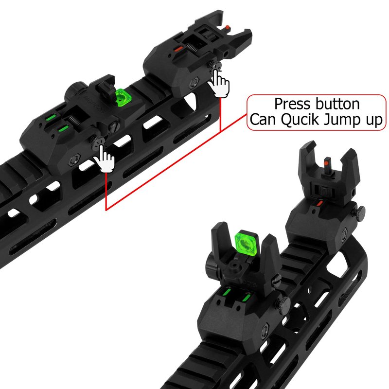 Aecktech Fiber Optic Sights,with Green and Red Full Fiber Optics Dots Polymer Fiber Optics Sights Front and Rear Backup Sights (Big Front Red Rear Green Black)
