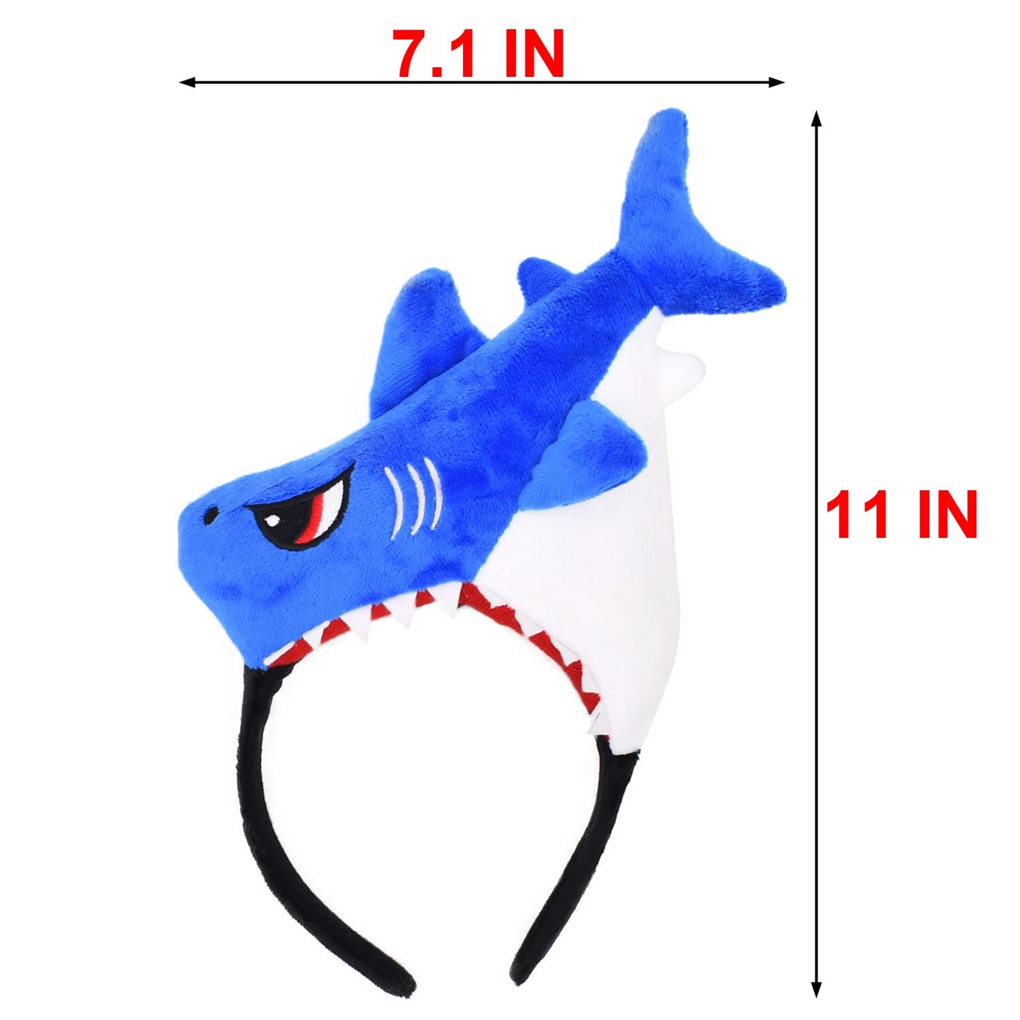 HODRME Plush Blue Shark Headband-Halloween Christmas Festival Theme Party Animal Cosplay Costume Headbands