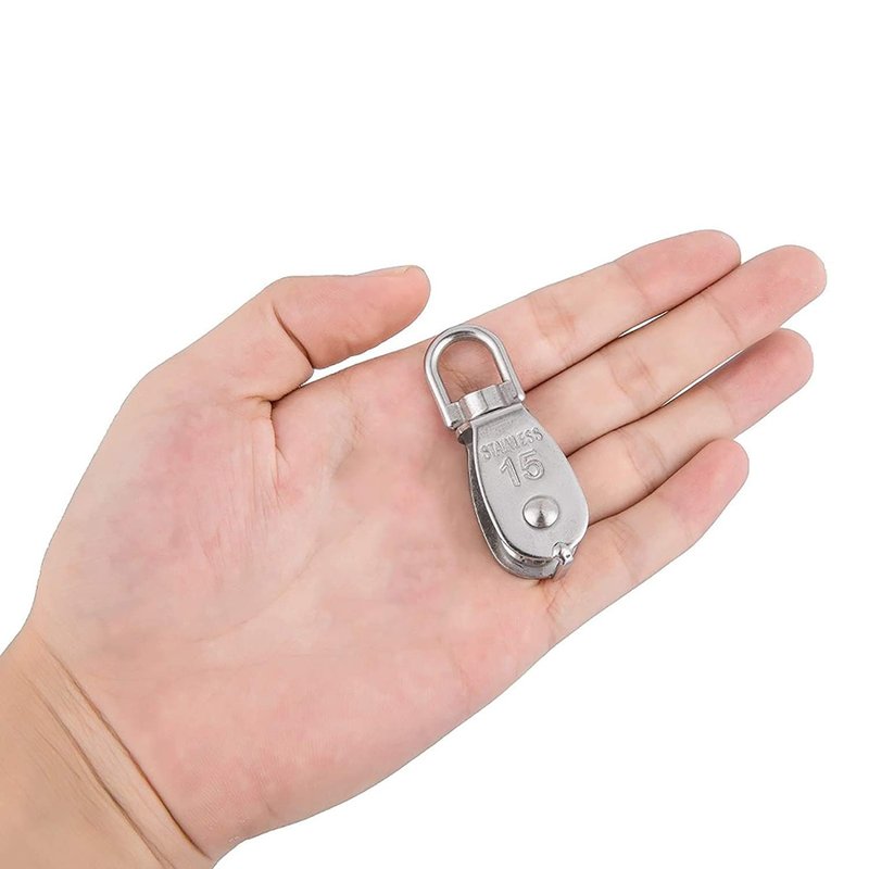 YAMASO,2Pcs 304 Stainless Steel M15 Silver Single Pulley Block Wire Rope Hanging Wire Towing Wheel