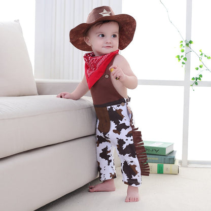 LXKIKMM Baby Toddler Boy Cowboy Outfit Rodeo Birthday Costume Woody 18-24 Months
