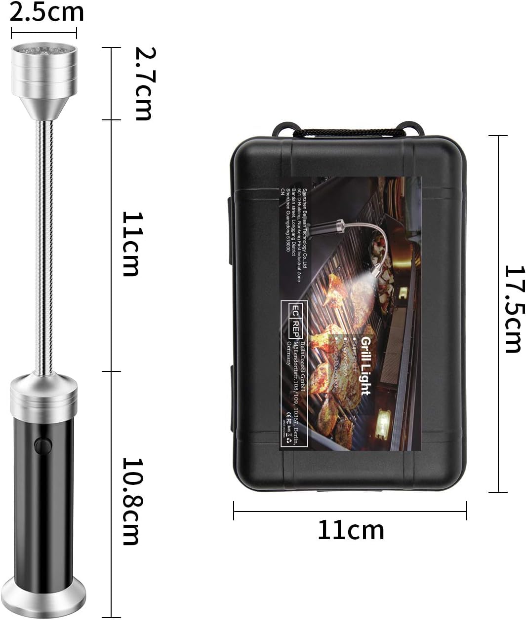 MojiDecor BBQ Barbecue Grill Light, Magnetic 360 Degree Adjustable BBQ Light Set Outdoor Grill Lights BBQ Accessories, Battery Operated, (2 Pack, Black)