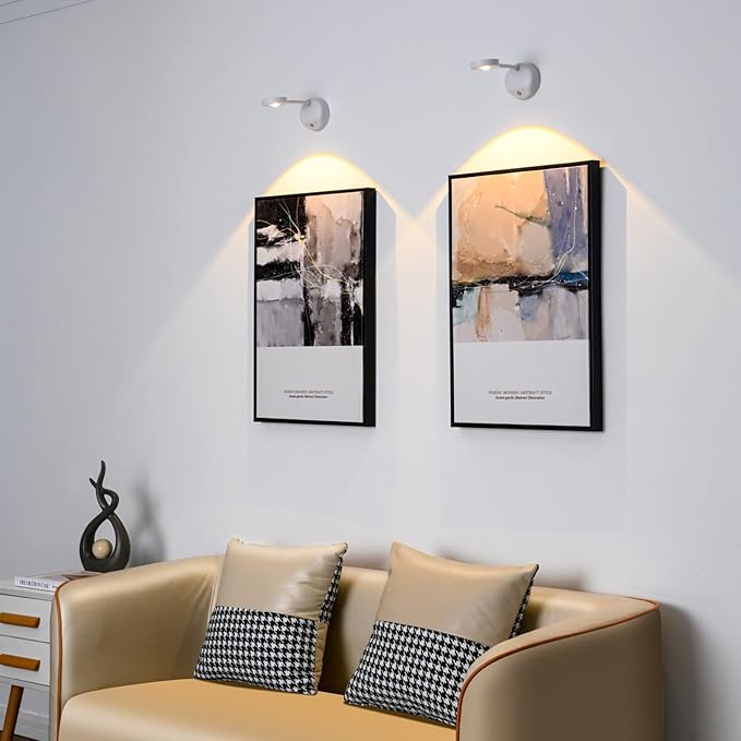 Wireless Picture Light Battery Operated Set of 2, Painting Light with Motion Sensor and Remote Control, Stepless Dimming Art Display Light for Picture Frame