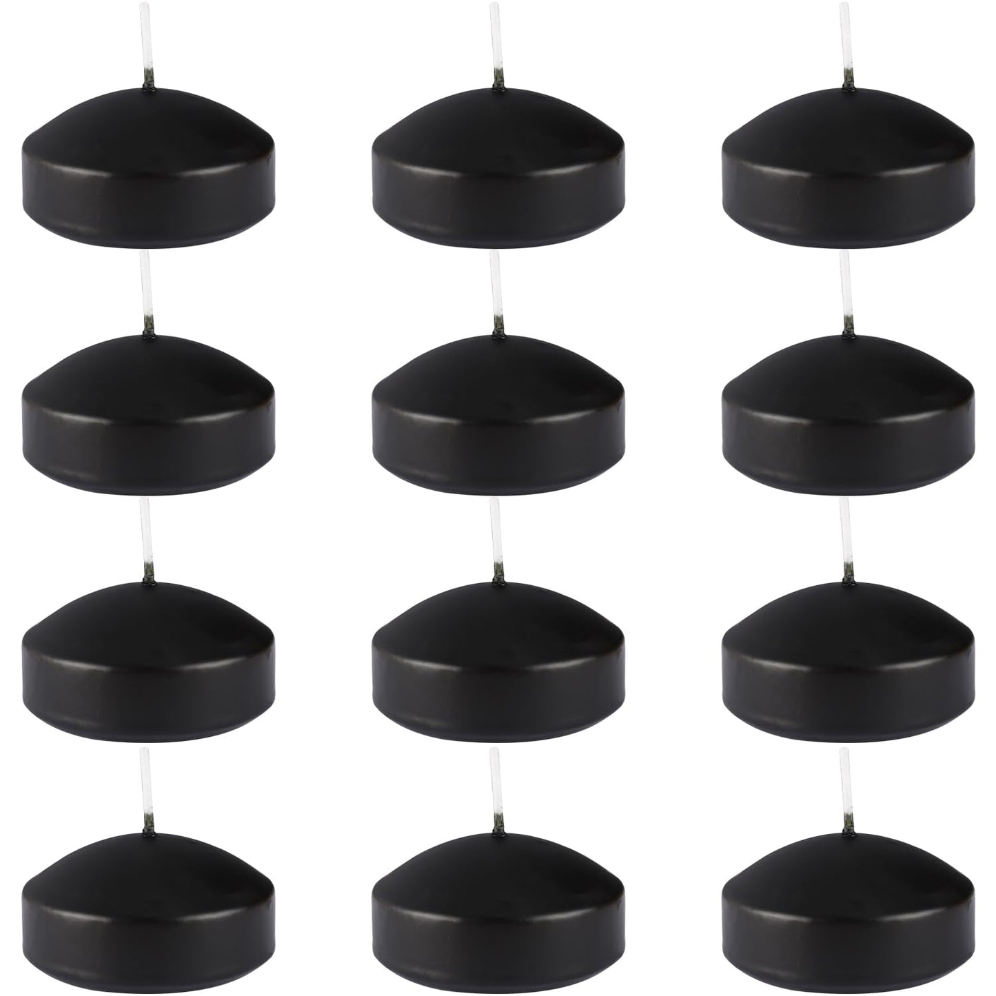 Black 3-Inch Floating Candles - Set of 12 Long-Lasting, Waterproof, Wind-Resistant, Perfect for Halloween Decorations, Outdoor Pools & Parties, Holiday Decorations