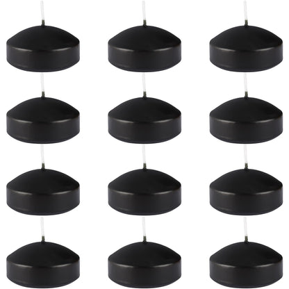 Black 3-Inch Floating Candles - Set of 12 Long-Lasting, Waterproof, Wind-Resistant, Perfect for Halloween Decorations, Outdoor Pools & Parties, Holiday Decorations