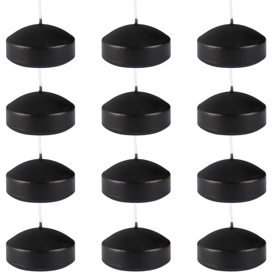Black 3-Inch Floating Candles - Set of 12 Long-Lasting, Waterproof, Wind-Resistant, Perfect for Halloween Decorations, Outdoor Pools & Parties, Holiday Decorations