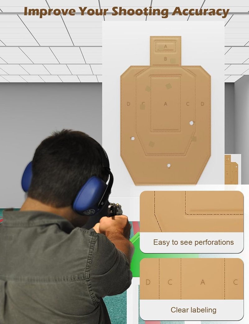 Cardboard Shooting Targets - 30x18in Classic Silhouette with 1000 Pcs Square Pasters | Tactical Training