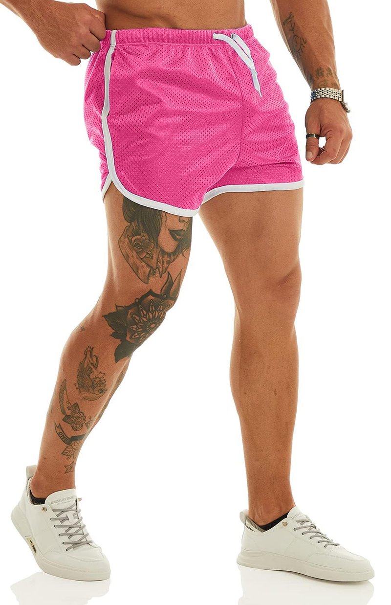 Ouber Men's Fitted Shorts Bodybuilding Workout Gym Running Tight Lifting Shorts with Pockets Green, L