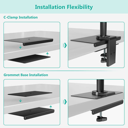 WALI Monitor Mount Reinforcement Plate for Thin, Glass, and Other Fragile Table Tops, with Most Monitor Bracket Grommet C Clamp Installation (CGRP-B), Black