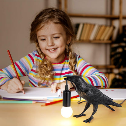 Shandaglo Crow Lamp Raven Table Lamp with Bulb, Gothic Crow Light - Raven Decor for Bedside Bedroom Living Room Decor