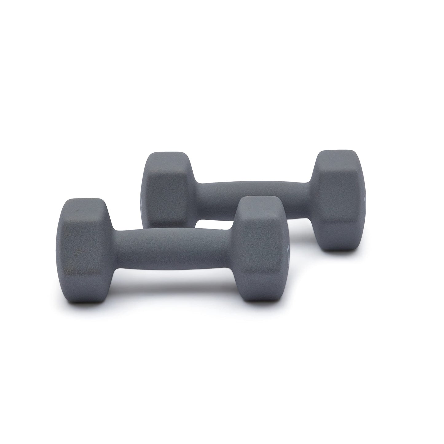 Amazon Basics Neoprene Dumbbell Hand Weights, 7 Pounds, Pair, Light Grey